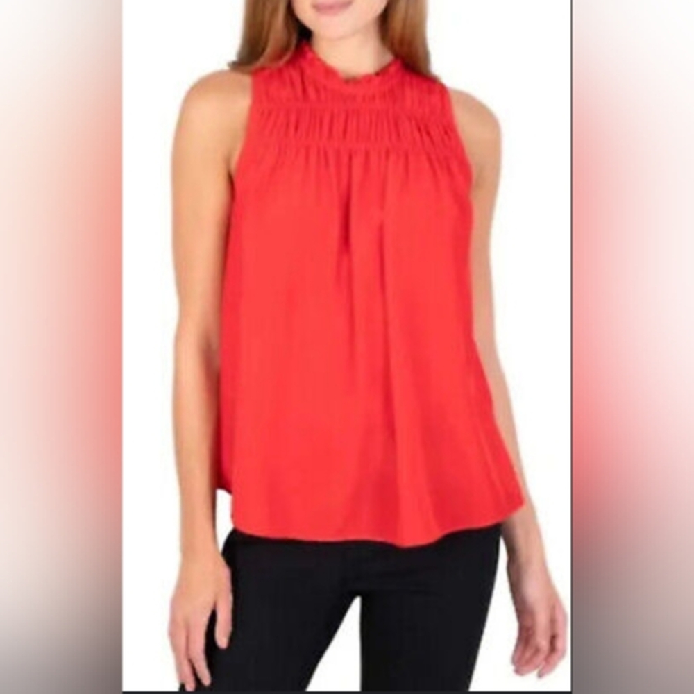 NWT Joie sleeveless‎ tank top blouse polyester high neck red size XL